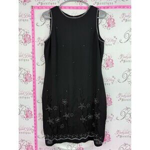 Jeremy Scott vintage dress beaded Black Sleeveless Embroidered Shift Dress